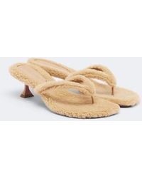 AMINA MUADDI - Juliette Shearling Thong Sandals - Lyst