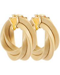 Bottega Veneta Leather And Gold-tone Silver Hoop Earrings - Natural