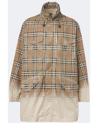 Burberry - Check Cotton Gabardine Parka - Lyst