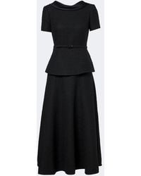 Roland Mouret - Belted Peplum Boucle Cocktail Dress - Lyst