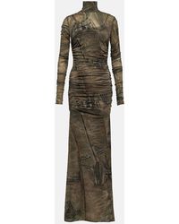 Blumarine - Abito Lungo A Collo Alto Con Stampa - Lyst