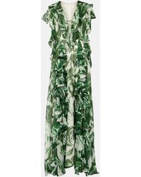 Costarellos - Kalina Printed Ruffled Silk Gown - Lyst