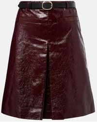 Self-Portrait - Belted Patent Leather Miniskirt - Lyst