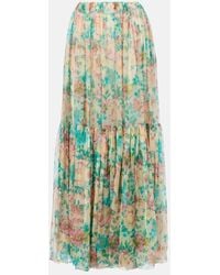 Chloé - Floral Silk Muslin Maxi Skirt - Lyst