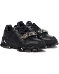 Jimmy Choo Diamond X/f Embellished Leather Sneakers - Black