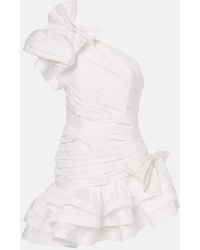 Alessandra Rich - Vestido Corto De Tafetan Con Volantes - Lyst