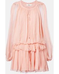 Chloé - Minikleid Aus Seidenmusselin - Lyst