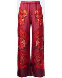 La DoubleJ - Club Printed Silk Twill Wide-Leg Pants - Lyst