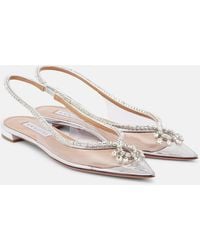 Aquazzura - Seduction Crystal-Embellished Pvc Slingback Flats - Lyst