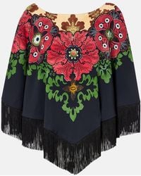 La DoubleJ - Printed Fringed Poncho - Lyst