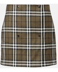 Burberry - Check Wool Miniskirt - Lyst