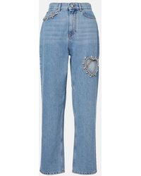 Area - Straight Jeans Mit Kristallen - Lyst