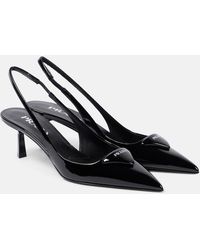 Prada - Slingback-Pumps Aus Lackleder - Lyst