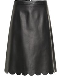 RED Valentino Falda midi de piel - Negro