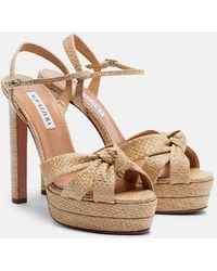 Aquazzura - Nina Raffia Platform Sandals - Lyst