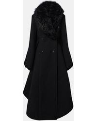 Alaïa - Asymmetric Shearling-Trimmed Wool Coat - Lyst