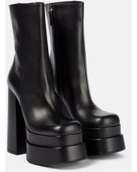 Versace - Intrico Leather Platform Ankle Boots - Lyst