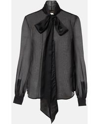 Saint Laurent - Bow-Detail Silk Blouse - Lyst