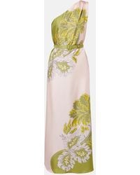 La DoubleJ - Roy Floral One-Shoulder Silk Twill Maxi Dress - Lyst
