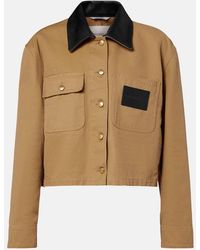 Balenciaga - Cropped Leather-Trimmed Cotton Jacket - Lyst