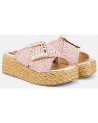 Roger Vivier - Espa 60 Embellished Raffia Espadrille Sandals - Lyst