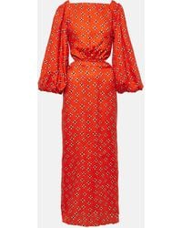 Johanna Ortiz - Printed Linen Midi Dress - Lyst