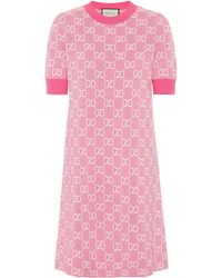 Gucci Minikleid GG aus Baumwolle und Wolle - Pink
