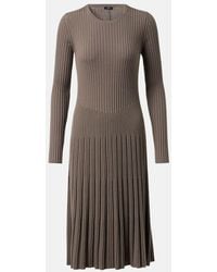 JOSEPH - Ribbed-Knit Pleated Wool Midi Dress - Lyst