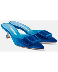 Manolo Blahnik - Maysale 50 Velvet Mules - Lyst