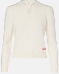 Chloé - Pointelle Wool And Cashmere Sweater - Lyst