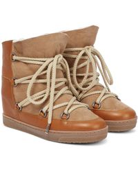 Isabel Marant Nowles Shearling-lined Suede & Leather Boots - Natural