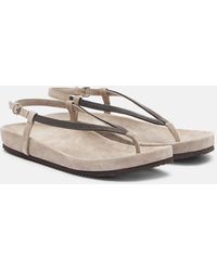 Brunello Cucinelli - Monili Suede Thong Sandals - Lyst