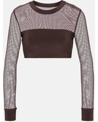 Norma Kamali - Top cropped con pannelli in mesh - Lyst