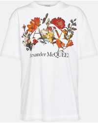 Alexander McQueen - Floral Cotton Jersey T-shirt - Lyst
