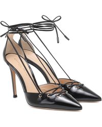Gianvito Rossi Lace-up Leather Court Shoes - Black