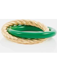 Bottega Veneta Vergoldeter Ring Essentials aus Sterlingsilber - Grün