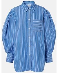 Ganni - Striped Oversized Cotton Poplin Shirt - Lyst