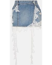 Blumarine - Lace-Trimmed Denim Miniskirt - Lyst