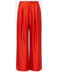 Asceno - Isola Silk Twill Wide-Leg Pants - Lyst