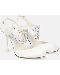 Jimmy Choo - Verity 95 Embellished Satin Pumps - Lyst