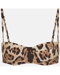 Dolce & Gabbana - Top bikini con stampa leopardata - Lyst