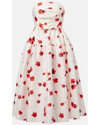 Self-Portrait - Bedrucktes Midikleid Aus Taft - Lyst