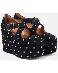 Alaïa - Crisscrossed Studded Suede Ballet Flats - Lyst