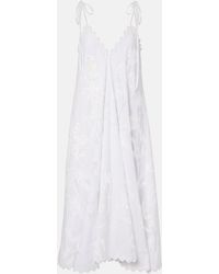 Juliet Dunn - Embroidered Scalloped Cotton Midi Dress - Lyst