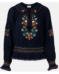 RIXO London - Sofira Embroidered Cotton Top - Lyst