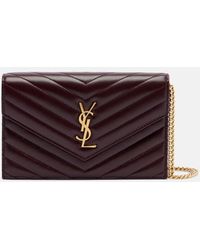 Saint Laurent - Cassandre Envelope Leather Wallet On Chain - Lyst