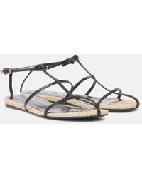 KHAITE - Sandalen Cage Aus Leder Mit Raffiabast - Lyst