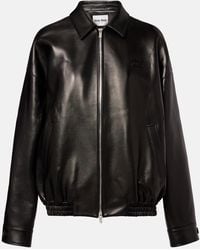 Miu Miu - Logo Leather Jacket - Lyst