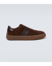 Tod's - Leather-trimmed Suede Sneakers - Lyst