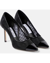 Jimmy Choo - Romy 85 Patent Leather-trimmed Pumps - Lyst
